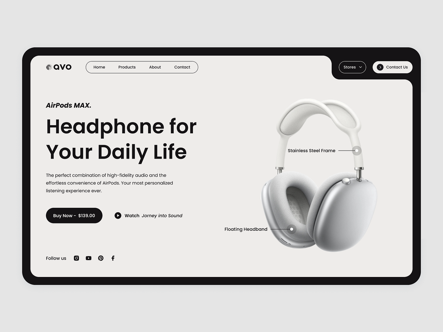 100 Days Of UI. Day 3 Landing Page. Headphone Store by Lera Horbachova