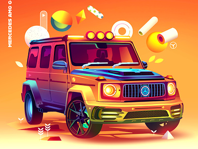 Mercedes AMG G-63 ✨ art carart colourful drawing form gradient gravity illustration lifestyle neon suv