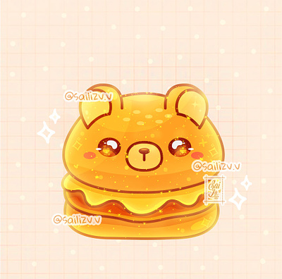 Burger Bear by sailizv.v adorable adorable lovely artwork concept creative cute art design digitalart illustration
