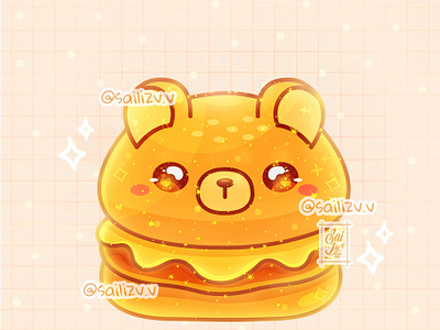 Burger Bear by sailizv.v adorable adorable lovely artwork concept creative cute art design digitalart illustration