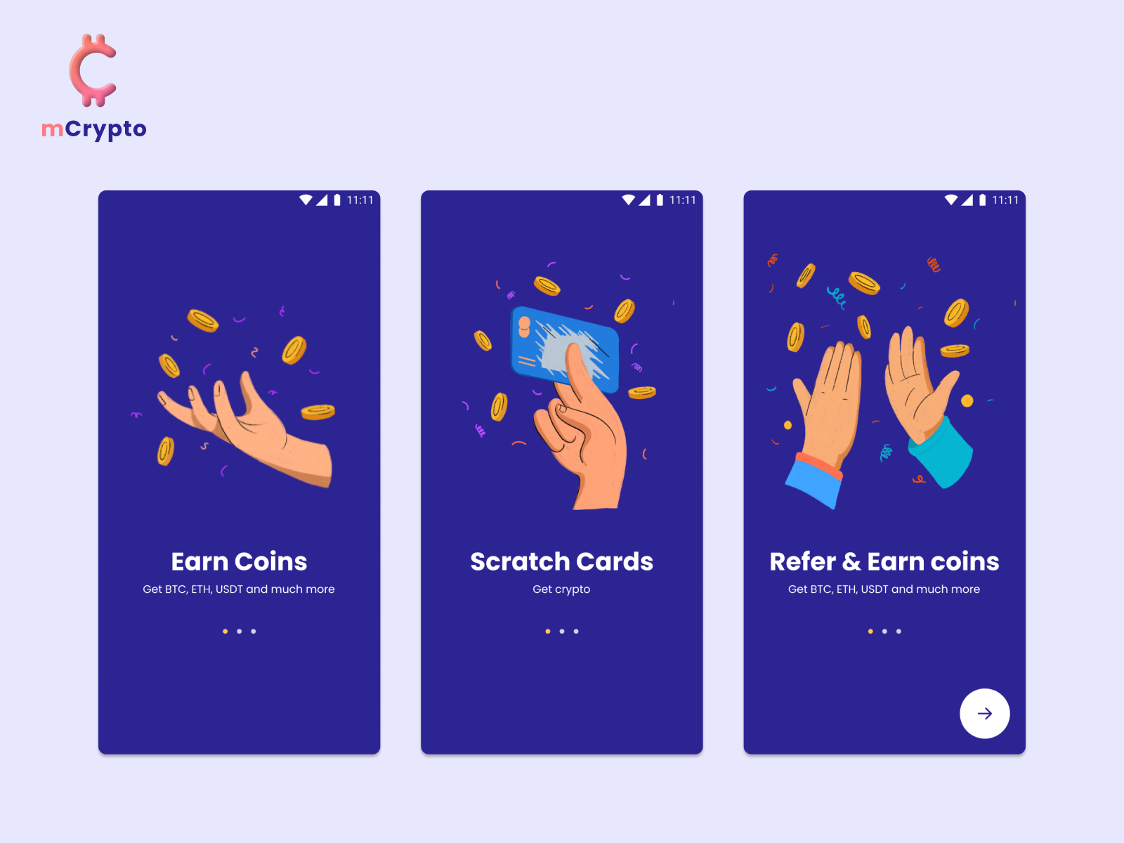 mCrypto - Play Games & Earn Crypto crypto earn crypto homepage inspiration logo redeem scratch scratch card ux