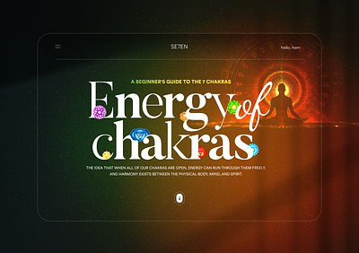 7 chakras body chakras clean colorful design home human energy interface design landing page mind minimal peace seven seven chakras soul ui ux design webpage website
