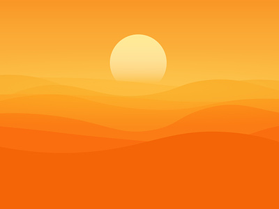 A beautiful Sunset over a desert Landscape barren desert design dunes flat design flat illustration golden hour illustration illustrator light minimalist sun sunlight sunset ui