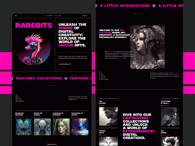 NFT Website Landing Page black and pink website brutalist concept design dailyui figma figma design landing page landing page design metaverse minimalist modern nft nft landing page nft website ui ui design user interface design website design