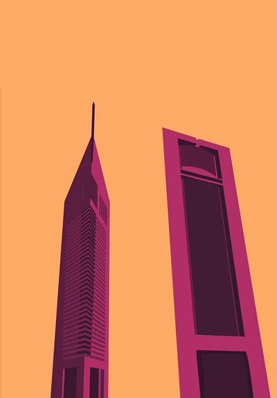 Illustration of Emirates office tower in Dubai, UAE