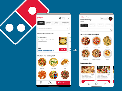 Domino's App home-screen Redesigned app design figma mobil redesign ui ux