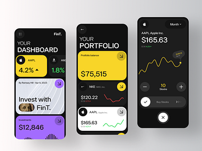 FinT - Smart Brokerage App app app design brokerage finance financial fintech investing market mobile stocks trading uxdesign