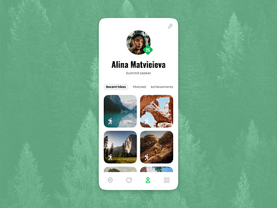 Profile page for a hiking app concept dailyui design mobile ui ux web