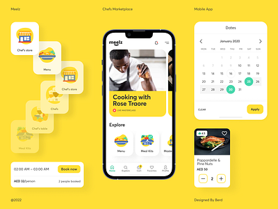 Meelz Mobile App chef e commerce food marketplace mobile app ui ux