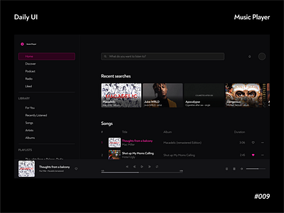 Daily UI 009 - Music Player 009 daily ui dailyui design graphic design music music player ui web web design