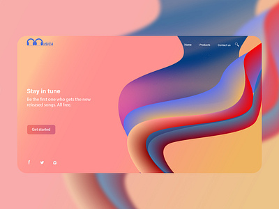 Music app landing page app branding color daily ui dailyui design gradient graphic design illustration illustrator landing page music simple ui ux web web app website