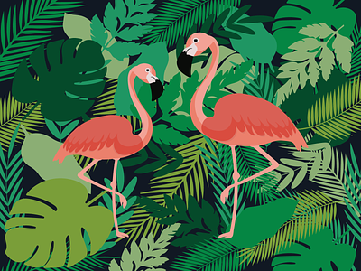 Flamingo art background design exotic flamingo flamingos green illustration inspiration leaf leaves modern nature pink plants stylish summer background tropical vector wallpaper