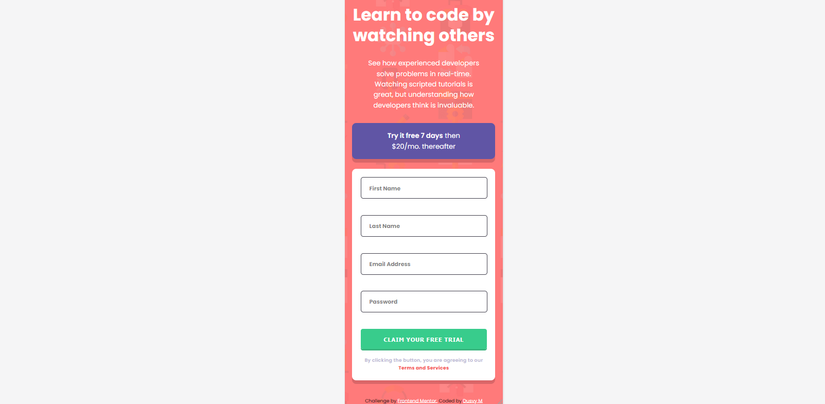 Intro component with signup form by Dusvy_M on Dribbble