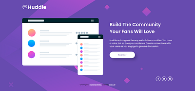 Huddle landing page with single introductory sect design html ui ux