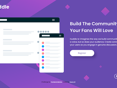 Huddle landing page with single introductory sect design html ui ux