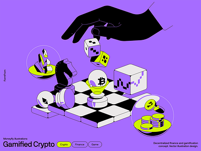 Crypto & Chess - Illustration 2d illustration banking brand illustration chess crypto finance game growth illustration money vector web3