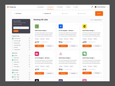 Job Search Web Page appdesign appprototype creativedesign dashboard designhiring designindustry designinspiration designjobposting designjobsearch designprocess designthinking digitalproductdesign innovation jobsearchdesign materialdesign ui uiuxjobs user interface userinterface ux