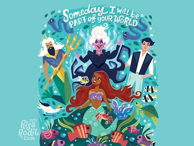 Little Mermaid character design disney disney princess flat design illustration little mermaid princess ariel under the sea underwater