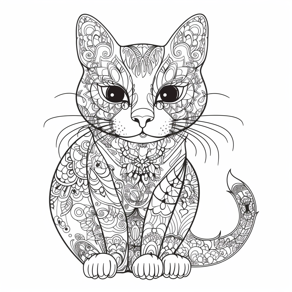 Flower Cat Coloring Pages for Adults by Likhon Rahman on Dribbble