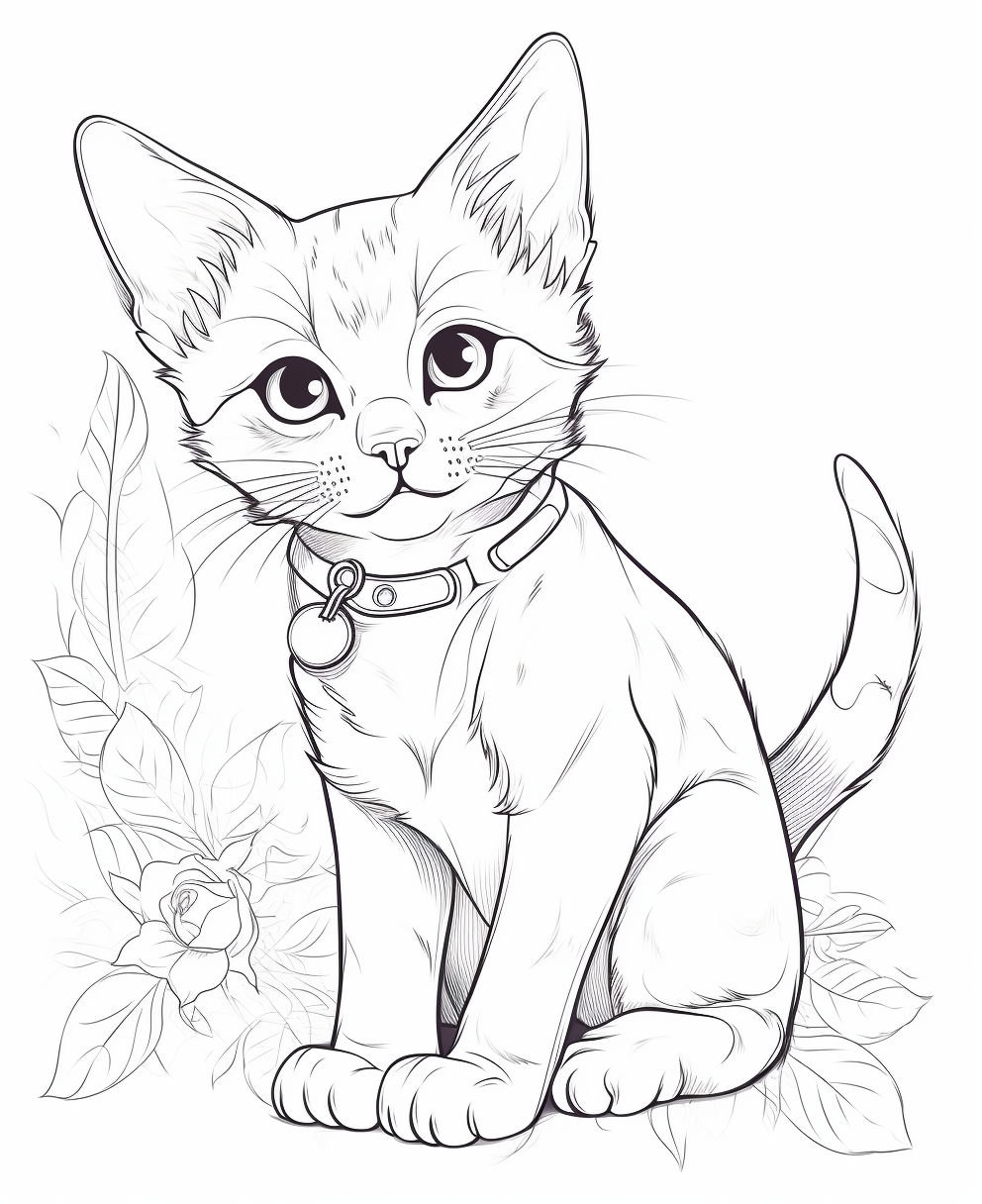 Flower Cat Coloring Pages for Adults-100 Graphic by Kohinoor Design ·  Creative Fabrica