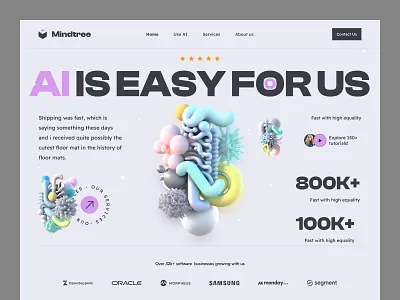 Mindtree - AI based 3d software website 3d software 3d website ai ai generator tool ai powered design platform ai tool ai tool design dashboard gpt home page landing page minimal modern design platform saas startup tech startup ui ux webdesign website ui