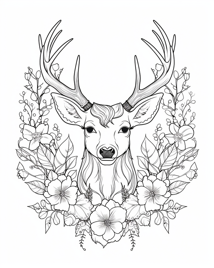 Cute Deer coloring page for adult by Likhon Rahman on Dribbble