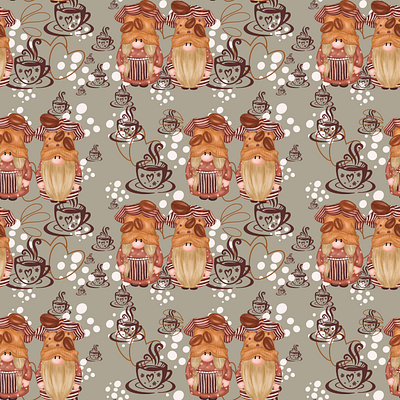 Gnomes Coffee Pattern animation branding cake shops design graphic design illustration logo notebooks and more. patterns ui ux vector