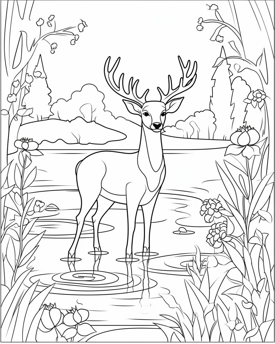 Cute Deer coloring page for adult by Likhon Rahman on Dribbble