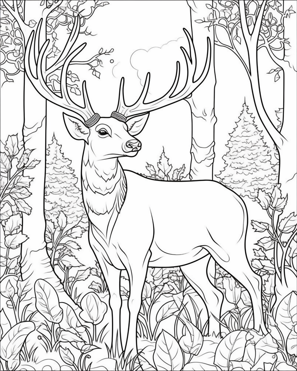 Cute Deer coloring page for adult by Likhon Rahman on Dribbble