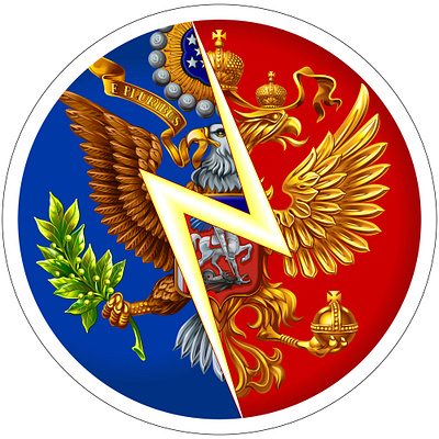 Sticker USA vs Russia diplomacy eagle freelance heraldy sticker usa vs russia vector