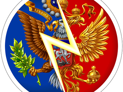 Sticker USA vs Russia diplomacy eagle freelance heraldy sticker usa vs russia vector