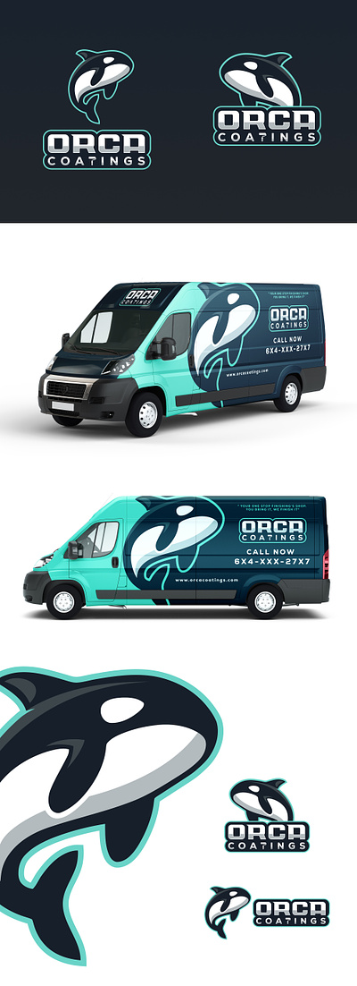 Orca Coatings Logo animal branding design graphic design illustration logo logo design mascot ocean orca orca logo vector vehicle wrap