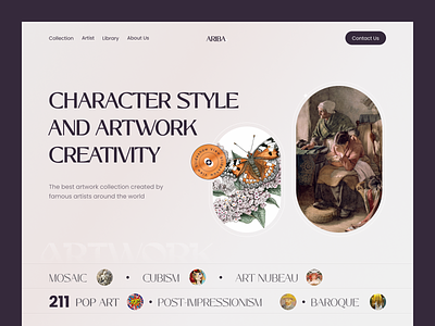 ARIBA ART - Website art artistic artwork cool elegant gallery interface product service startup taheruiux ui ux web website