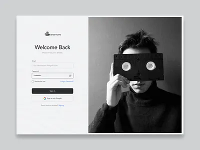 Login page for movie company website app design login ui ux website