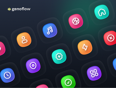 Genoflow Icon Showcase assets emboss gradient icon neumorphism pack ui