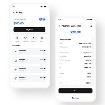 Pocket Pay - Digital Wallet Mobile Apps ( Part II) app branding design e wallet finance minimal mobile ui ui ux ux wallet app