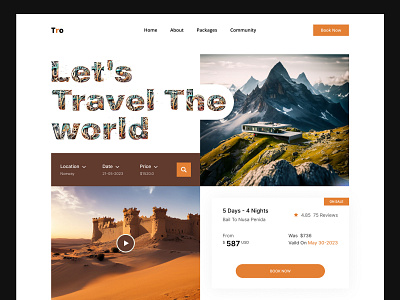 Travel Website Design Landing Page app branding dailyui design landing page popular product travel travel eeb typography ui ux web web design webdesigner website website design