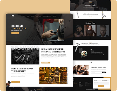 Barber Shop - Landing Page Design animation branding business figma lan landing page popular trend trending trending design ui