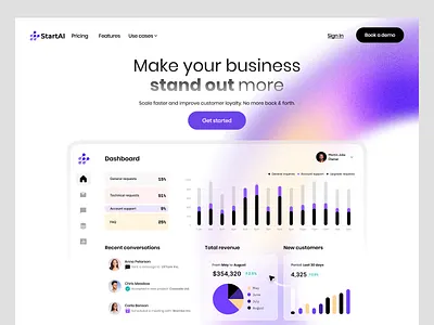 AI business management b2b design b2b b2c business data design enterprise landing page marketing minimal modern saas startup ui visual identity web webdesign webflow webpage website