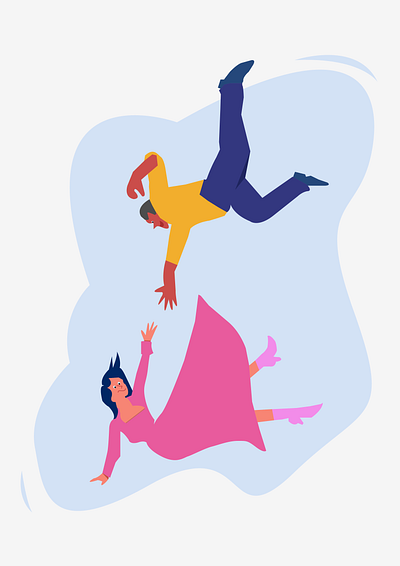 flat design woman and man flying in the sky branding flat flatdesign graphic design illustration ui vector