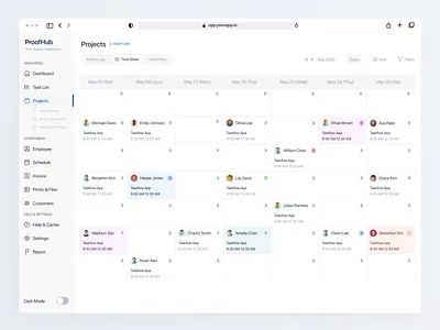 Project Time Tracker Dashboard app branding dashboard design management app onixlab saas saas application saas tool time tracking ui ui design ui designer ux web app
