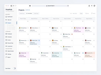 Project Time Tracker Dashboard app branding dashboard design management app onixlab saas saas application saas tool time tracking ui ui design ui designer ux web app