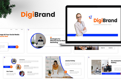 DigiBrand - Social Media Marketing Presentation agency business clean creative design graphic design marketing modern powerpoint presentation social media social media marketing typography ui