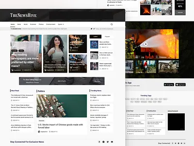 TheNewsHive magazine news newspaper templates ui web layout website webui wordpress