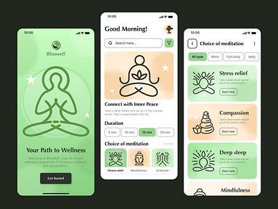 Wellness app color concept design digital art illustration ios meditation mental health minimalist design mobile ui wellness app yoga app