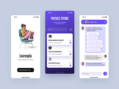 Educational Mobile App app branding dark mode dark ui design educational edutech illustration logo mobile modern new trend ui ux vector