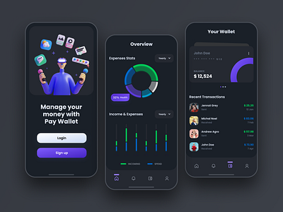 Mobile payment App 3d animation app bitcoin branding dark mode dark ui design finance fintech mobile modern money new nft payment trend ui ux