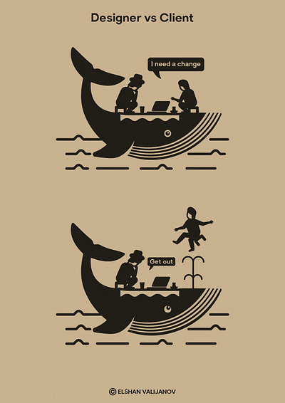 Designer vs Client client design graphic design symbol whale