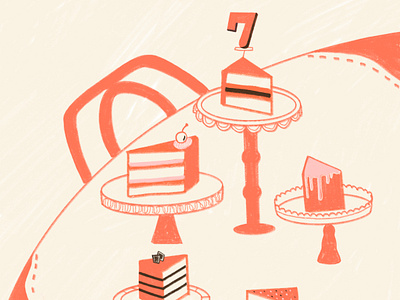 7th wedding anniversary cake design digital digitaldrawing drawing graphic design illustration