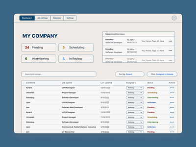 Hiring Management Dashboard Concept dashboard design desktop hiring job board ui ux